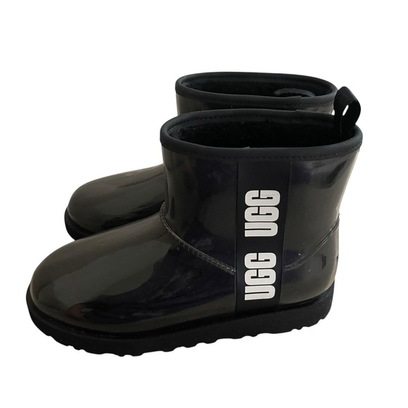 UGG Classic Clear Mini Boot Black Ankle-Height Rain Boots Slip-On women Size 7 - Picture 4 of 9